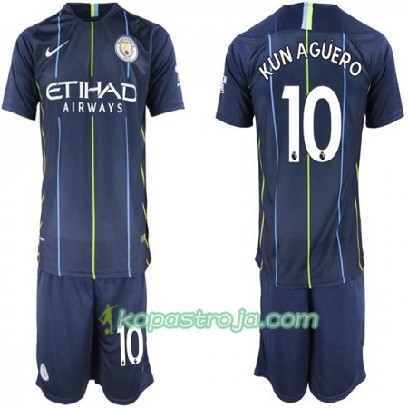 Billiga Fotbollströjor Manchester City Aguero 10 Barn Borta tröja 2018/19 Kortärmad